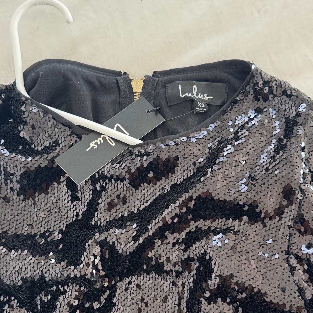 Lulu's Black and Silver Sequin Dress